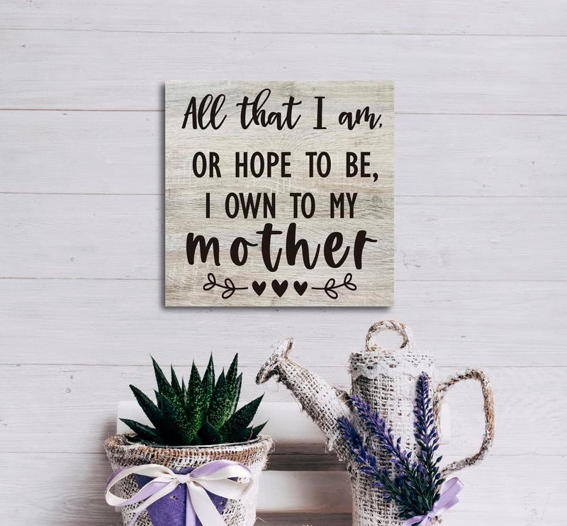 SUSZDOU Family Wooden Plaque, “Family Means Nobody Gets Left Behind or Forgotten”, 6.2x6.2 Inch Table Art Sign, Farmhouse Quote Decor for Living Room or Home Tabletop - Image 5